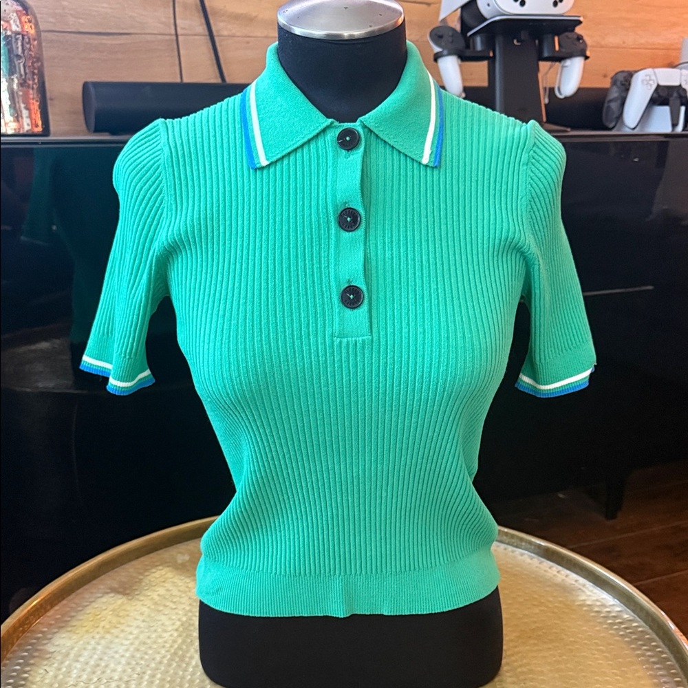 Closed Ribbed-knit  Polo Top
